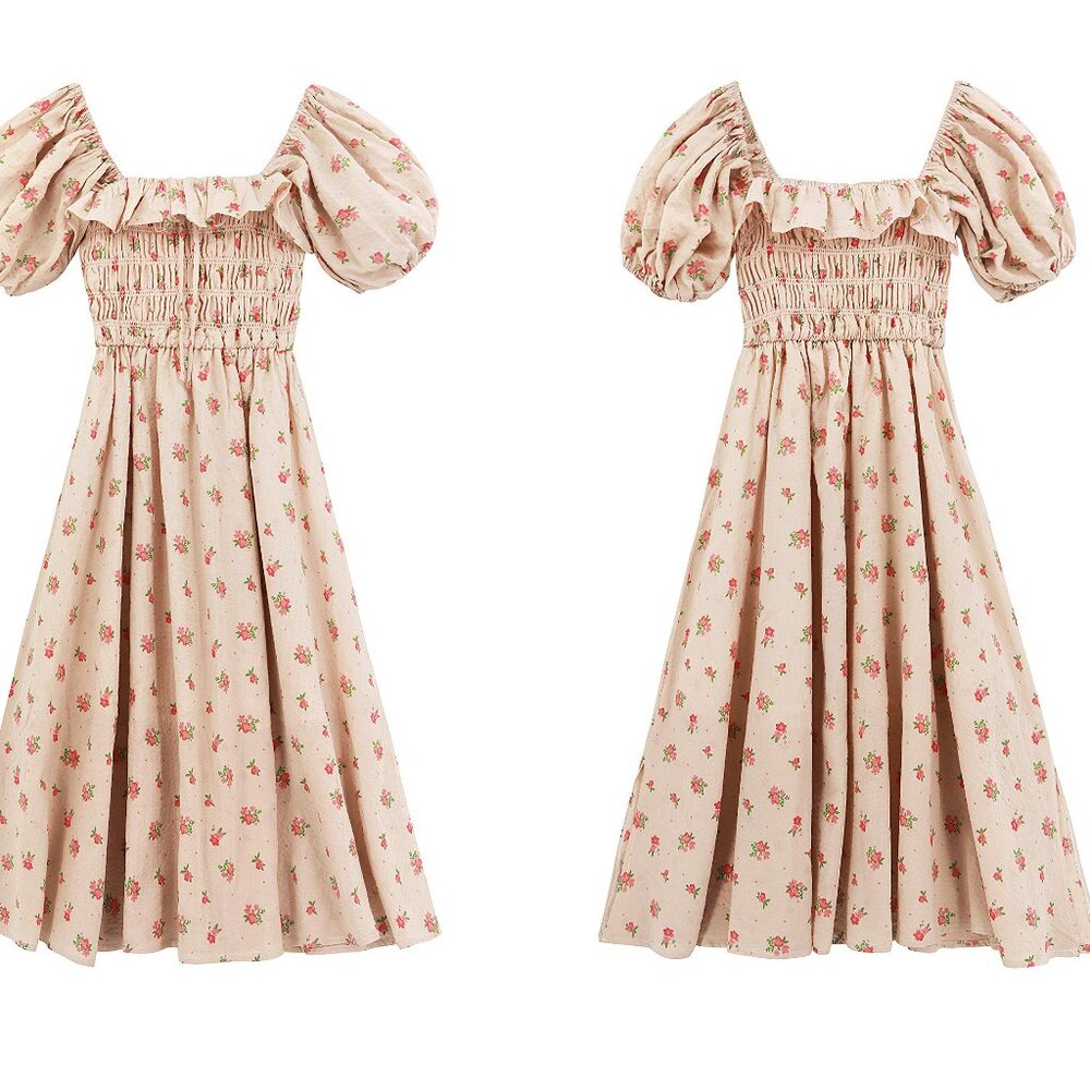 NWT | R.Vivimos Floral puff sleeve Midi Dress | Sz 12/L